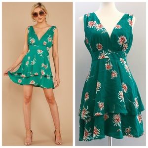 NWT BB Dakota Green Garden Strolls Floral Dress